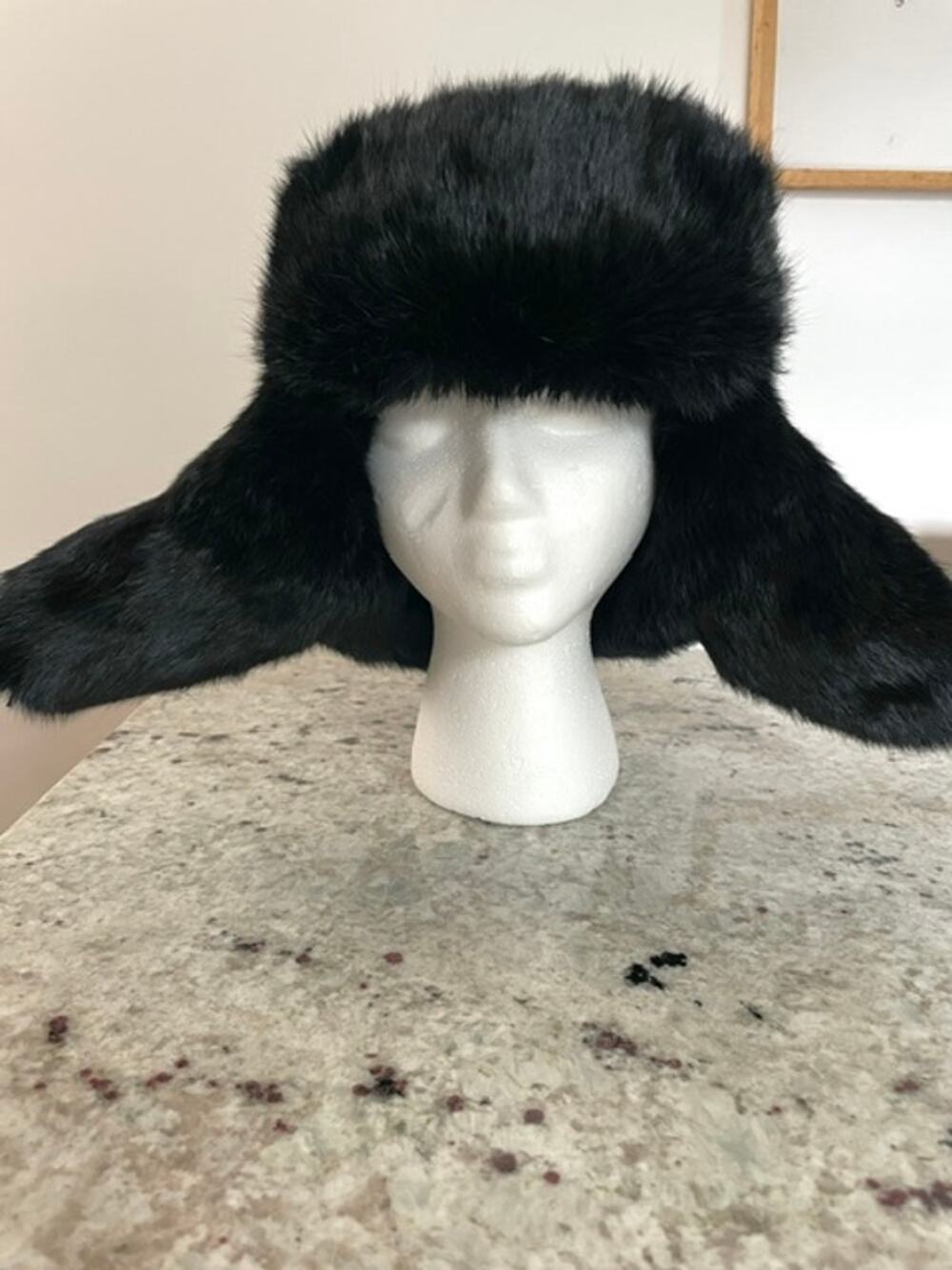 Vintage Peking Friendship Store Ushanka 1950s Black Fur Trapper Hat Soviet Cap